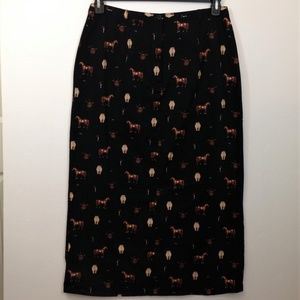 Main Line Maxi Skirt Horses Equestrian Black Long.